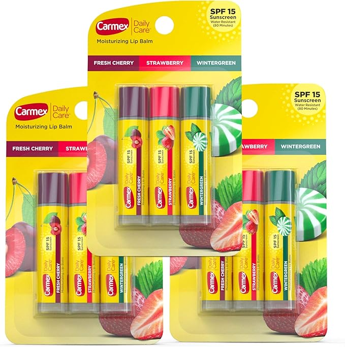 CARMEX DAILY CARE MOISTURIZING LIP BALM STICKS, SPF 15, MULTI-FLAVOR LIP BALM PACK, 9 COUNT (3 PACKS OF 3) - Image 5